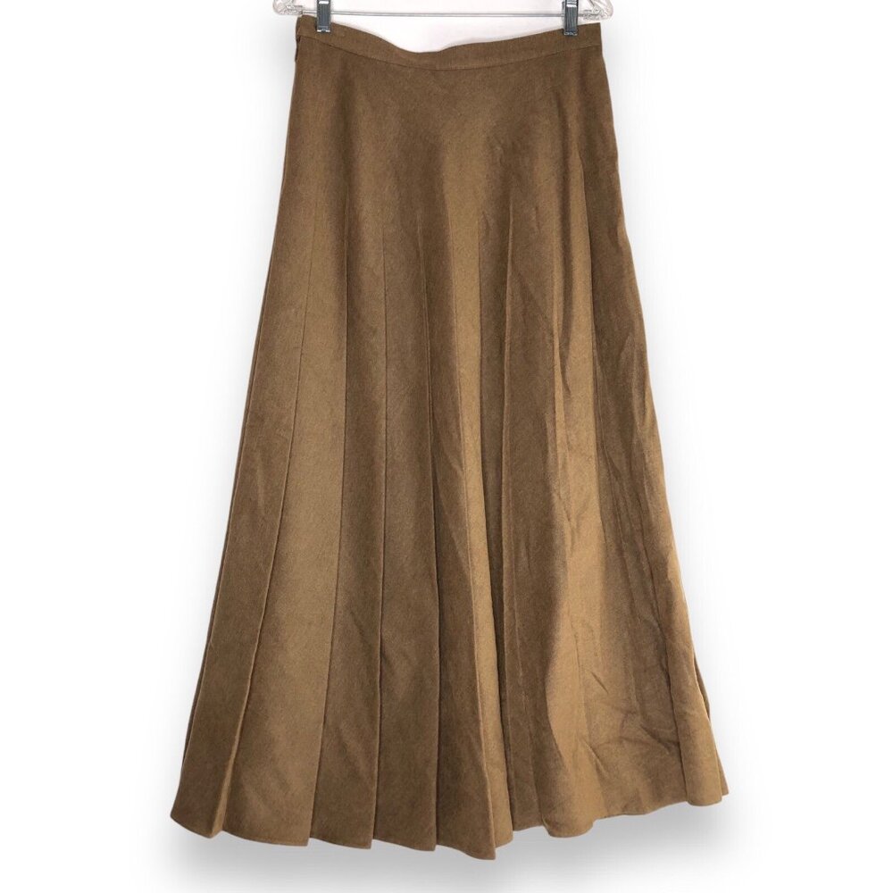Bonnie & Norma Maxi Skirt Size 12 Brown Pleated Fall Flowy Silhouette Preppy - Picture 1 of 8